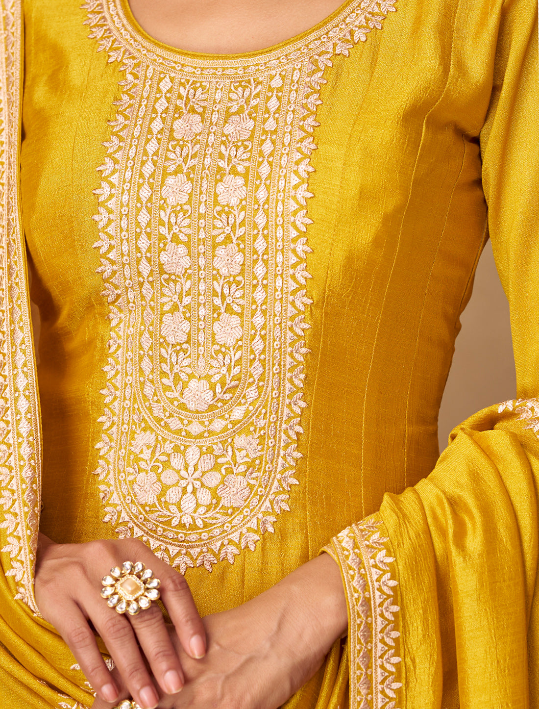 Yellow Free Size Silk Designer Party Wear Gown For Women