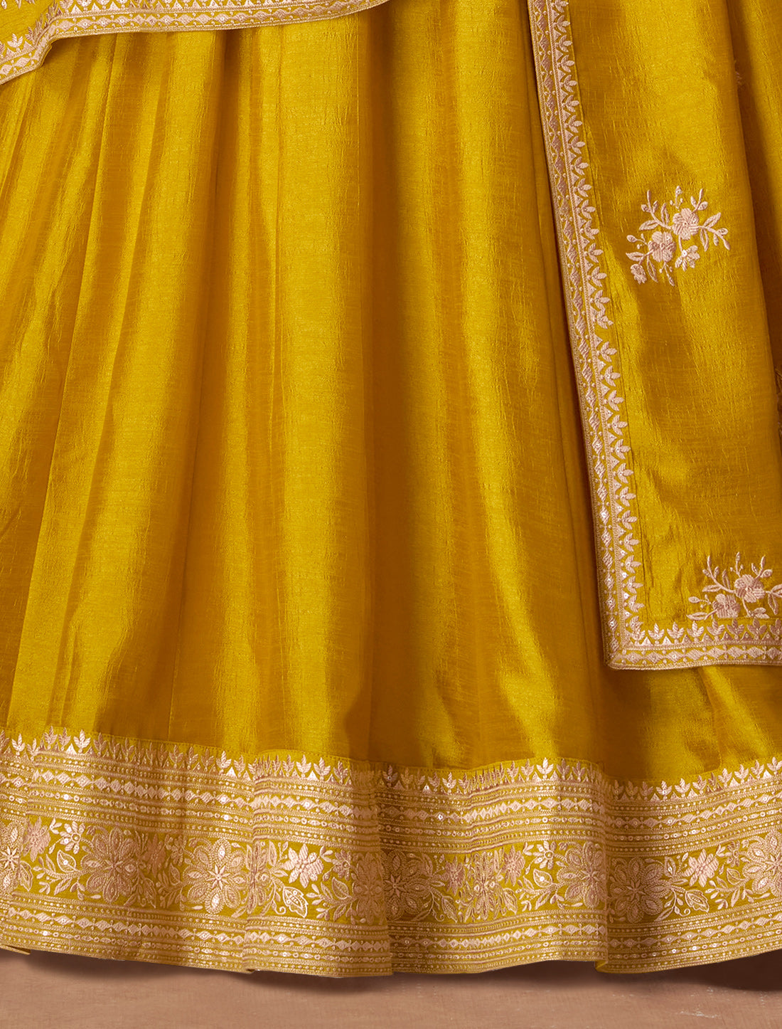 Yellow Free Size Silk Designer Party Wear Gown For Women