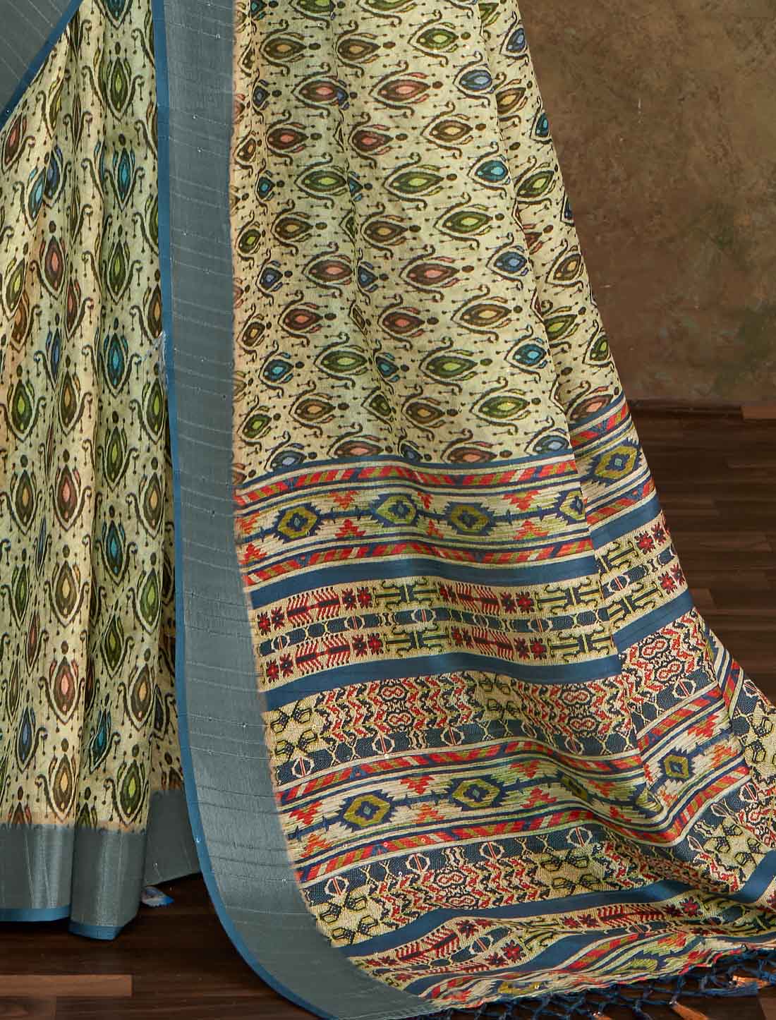 Handloom Silk Witn Designer Weaving Sequence Work Saree