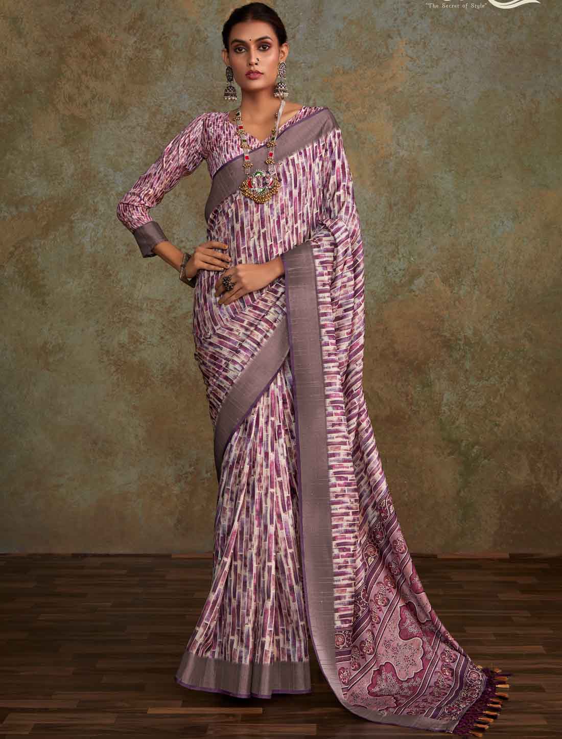 Pink Handloom Silk Witn Weaving Sequence Work Designer Saree