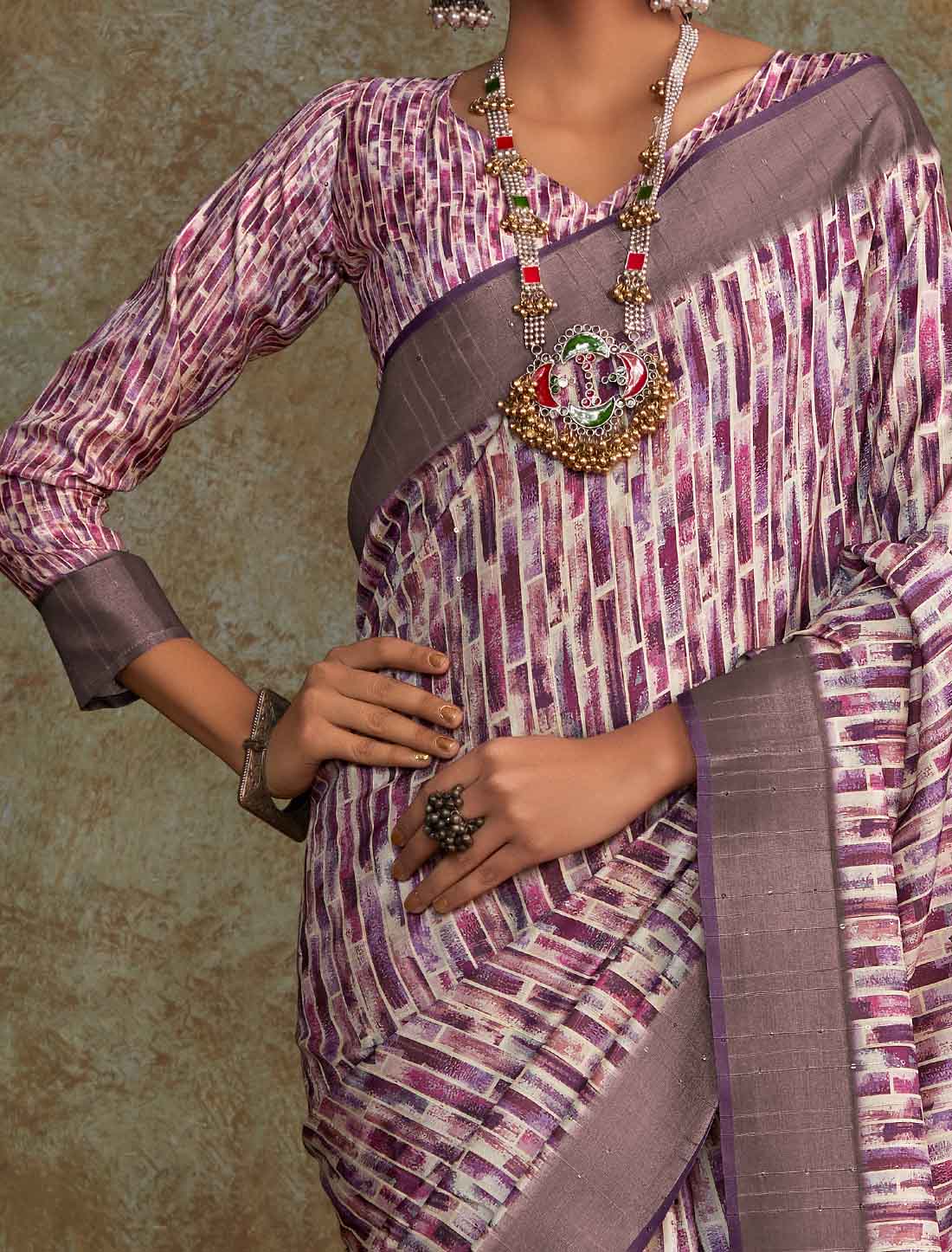 Pink Handloom Silk Witn Weaving Sequence Work Designer Saree