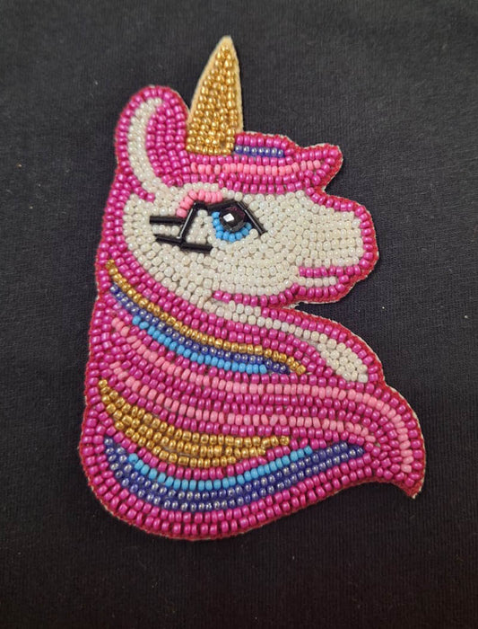 RJ Biirthy Pink Unicorn Washable Hand Beaded Patches and Brooches