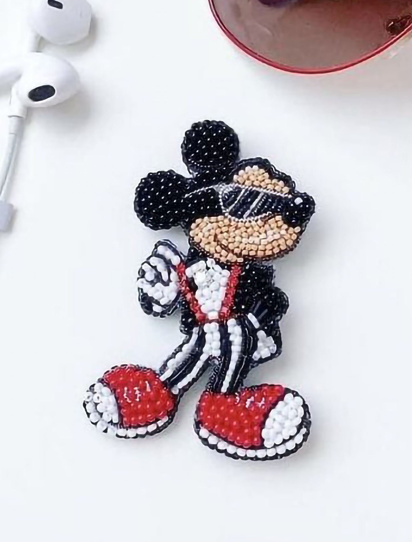 RJ Biirthy Mickey with Glasses and Skull Combo Washable Hand Beaded Patches and Brooches