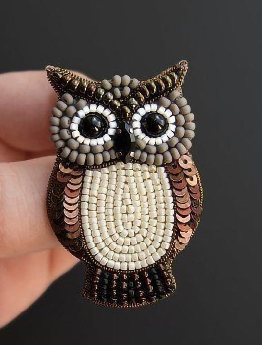 RJ Biirthy Owl Washable Hand Beaded Patches and Brooches