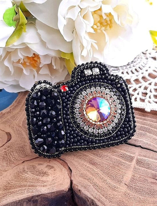 RJ Biirthy Camera Washable Hand Beaded Patches and Brooches