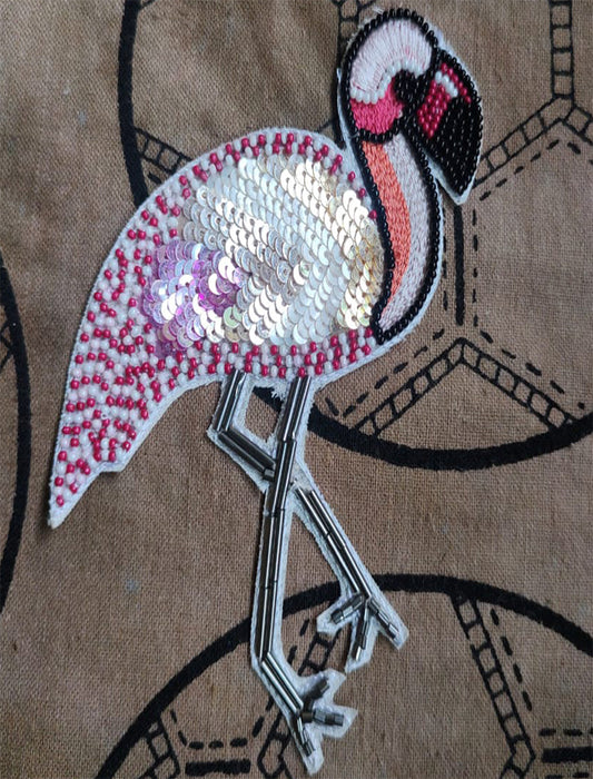 RJ Biirthy Flamingo Washable Hand Beaded Patches and Brooches