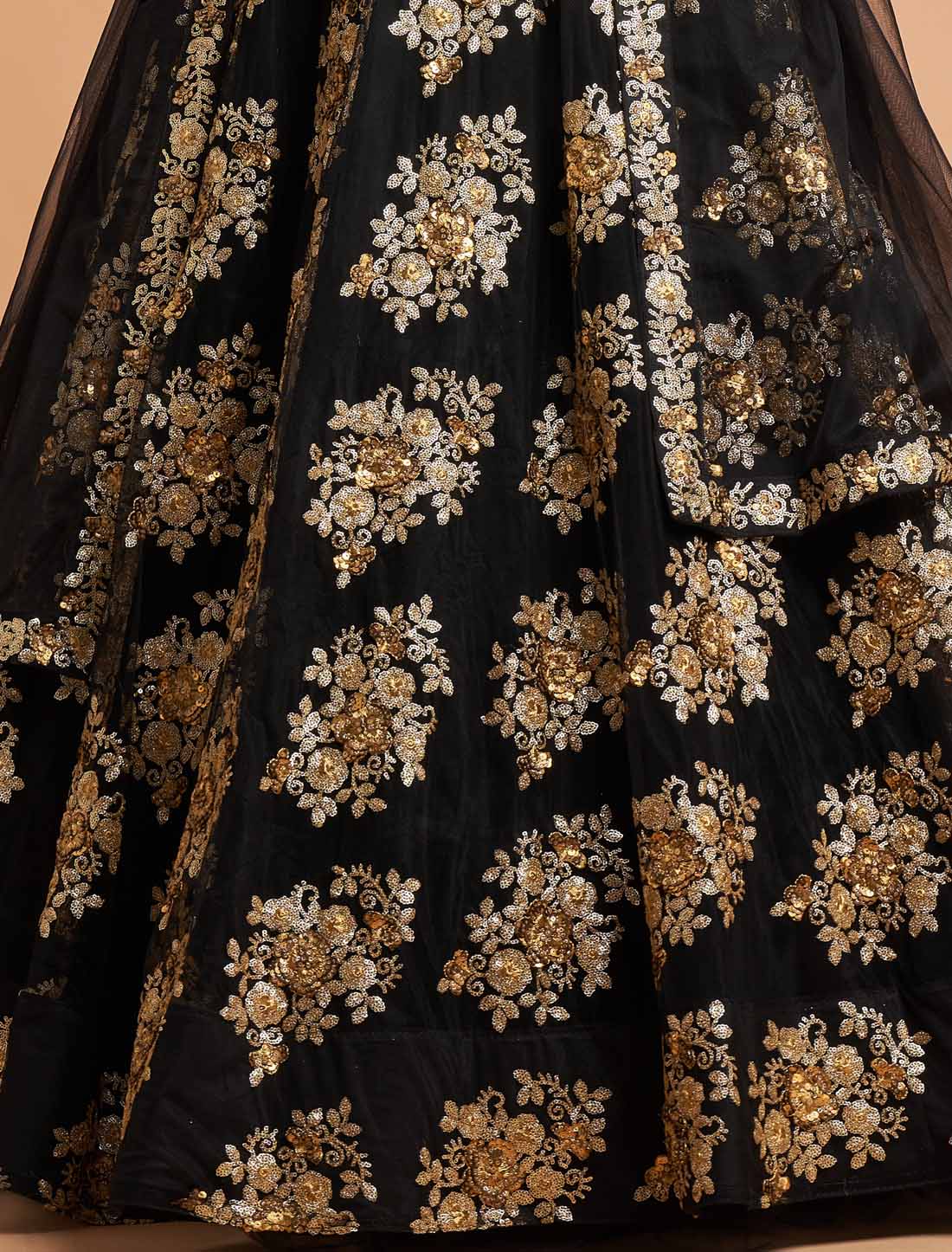 Black Soft Net Zari Sequins Embroidery Ethnic Lehenga Choli
