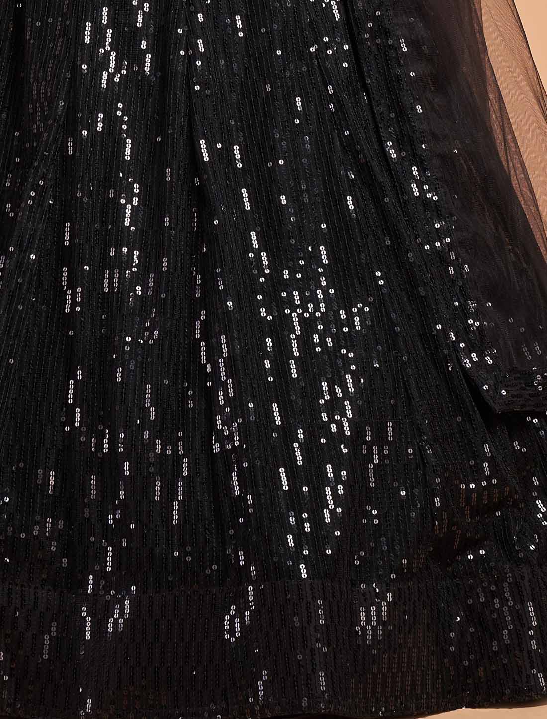 Ethnic Balck Soft Net Thread Multipal Sequins Embroidery Lehenga Choli