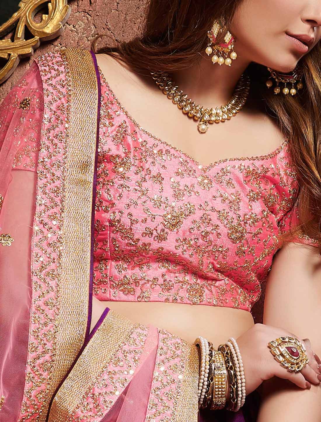 Purple Designer Silk Zari Sequins Dori Embroidery Ethnic Lehenga Choli