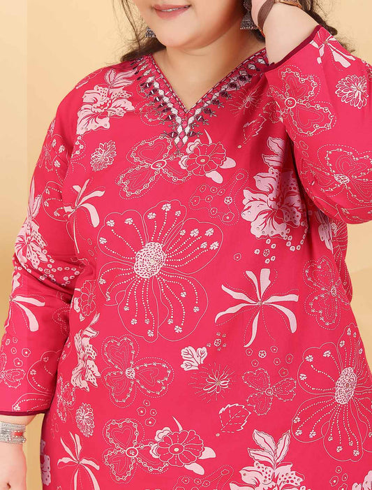 Light Orange Ethnic Premium Rayon Export Quality Hand Work Kurta Sets