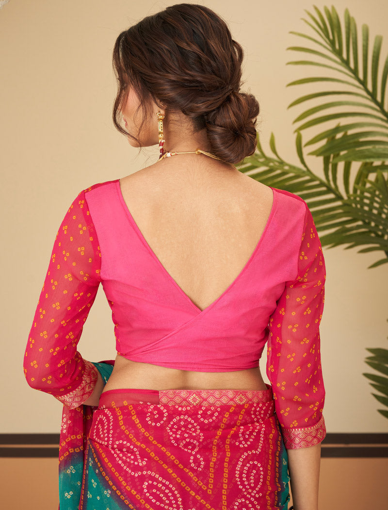 Dark Pink Jalpari Chiffon Elegance With Tassels and Banarasi Border Ruchi Printed Sarees