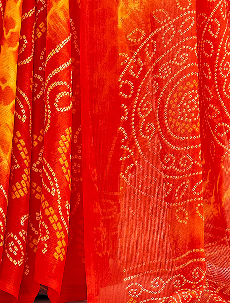 Orange Classic Star Chiffon With Printed Ruchi Sarees