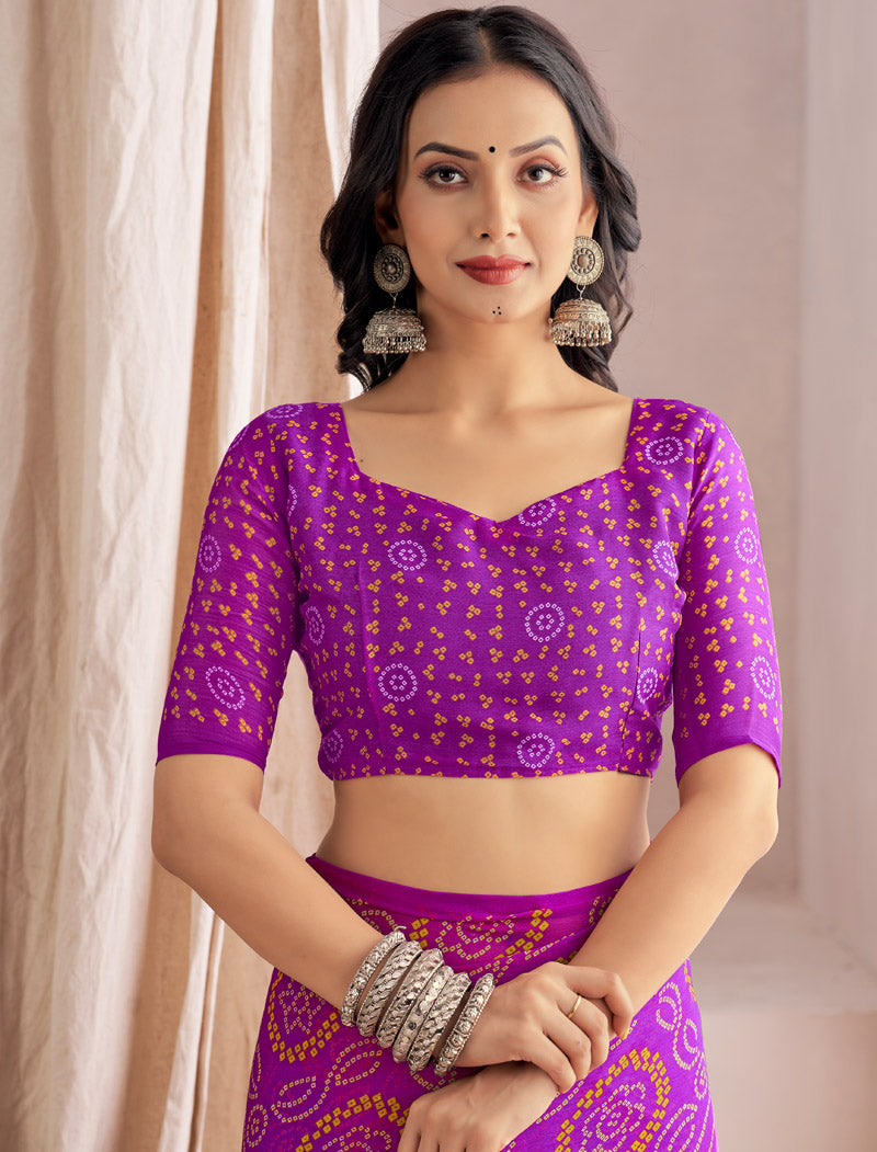 Purple Classic Star Chiffon With Printed Ruchi Sarees