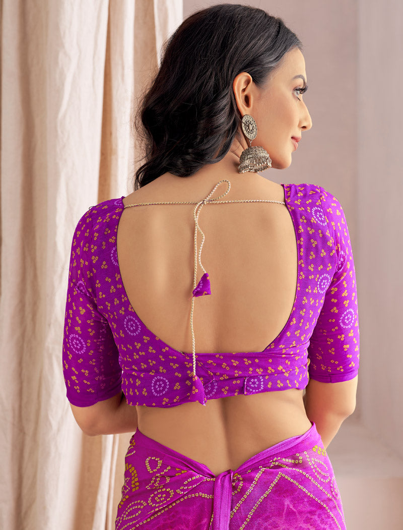 Purple Classic Star Chiffon With Printed Ruchi Sarees