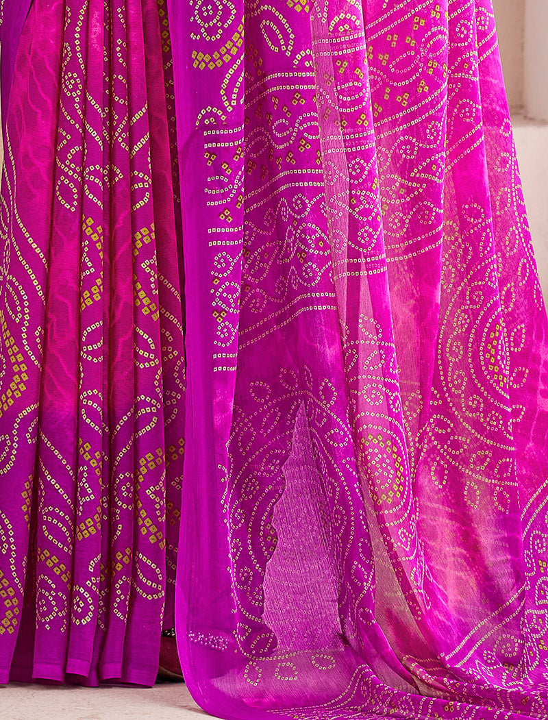 Purple Classic Star Chiffon With Printed Ruchi Sarees
