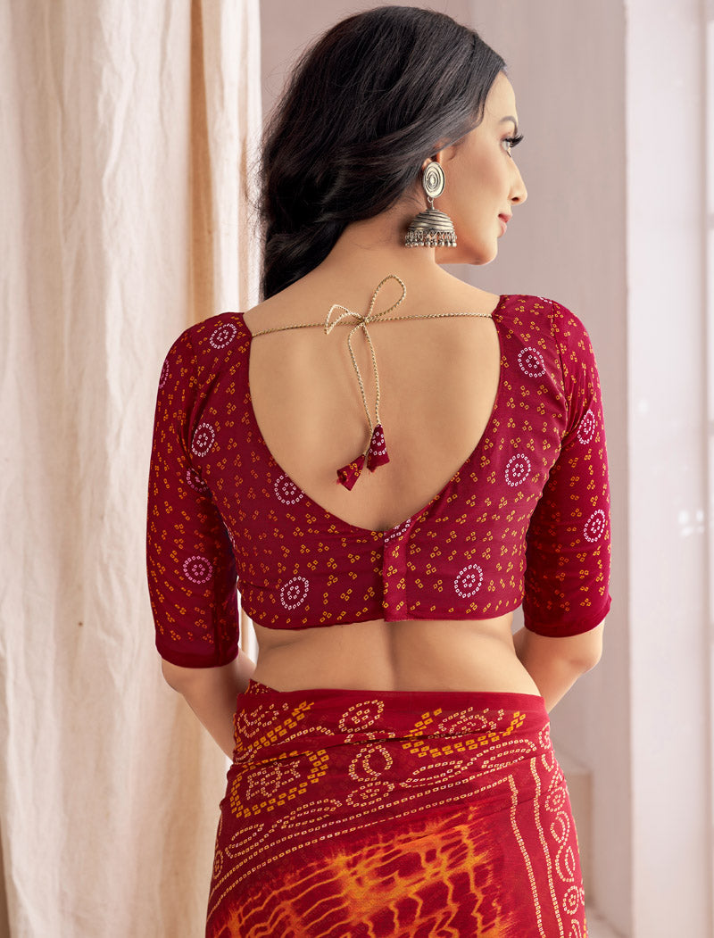 Maroon Classic Star Chiffon With Printed Ruchi Sarees