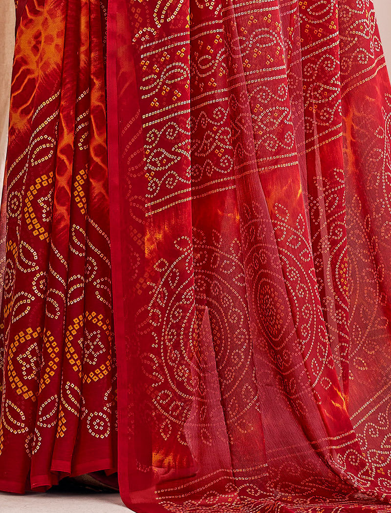 Maroon Classic Star Chiffon With Printed Ruchi Sarees