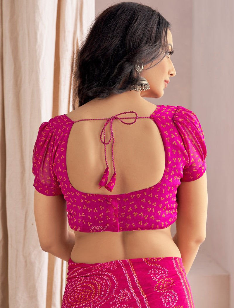 Dark Pink Classic Star Chiffon With Printed Ruchi Sarees