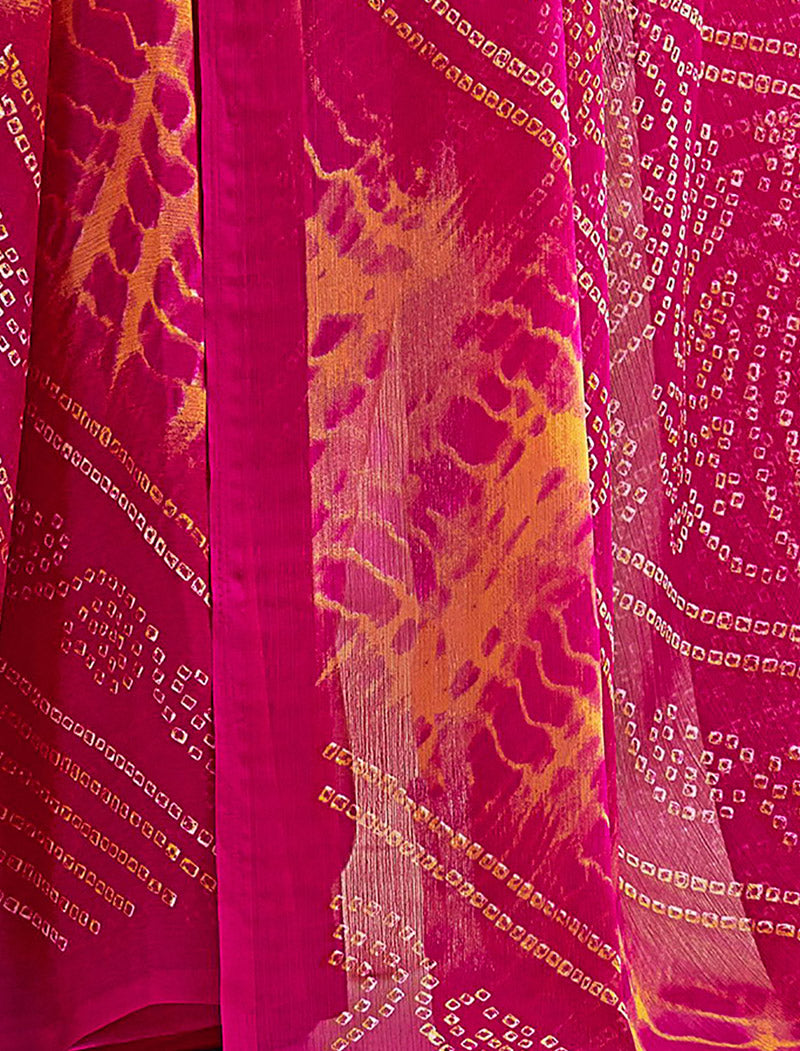 Dark Pink Classic Star Chiffon With Printed Ruchi Sarees