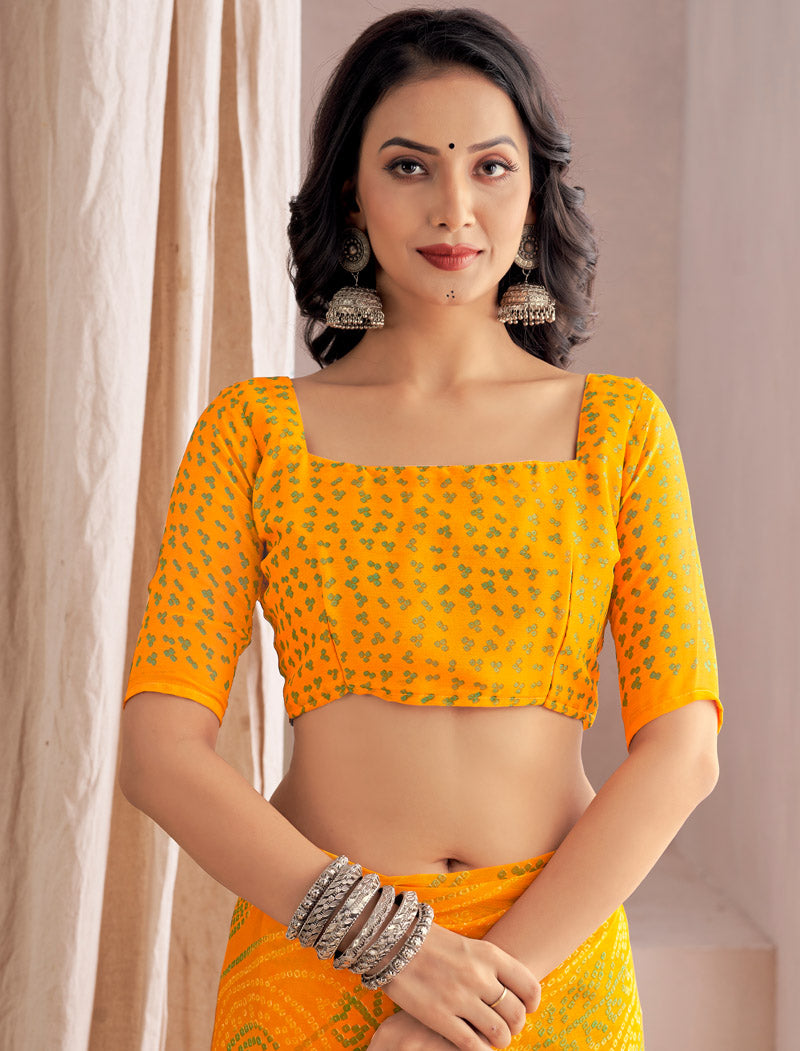 Yellow Classic Star Chiffon With Printed Ruchi Sarees