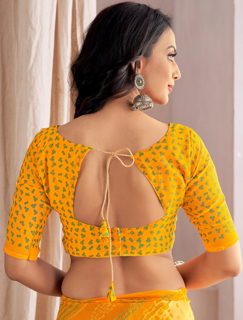Yellow Classic Star Chiffon With Printed Ruchi Sarees