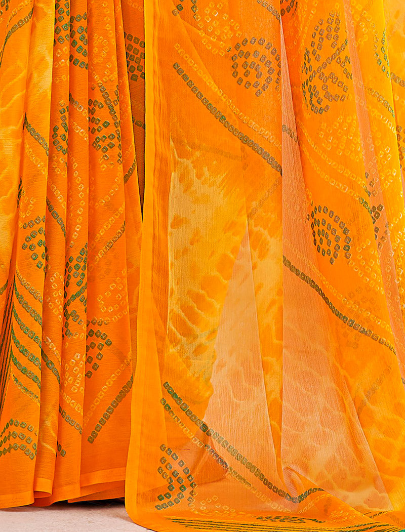 Yellow Classic Star Chiffon With Printed Ruchi Sarees