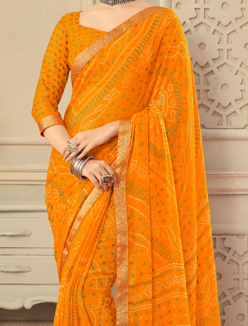 Yellow Simayaa Chiffon With Tassels and Banarasi Border Ruchi Printed Sarees