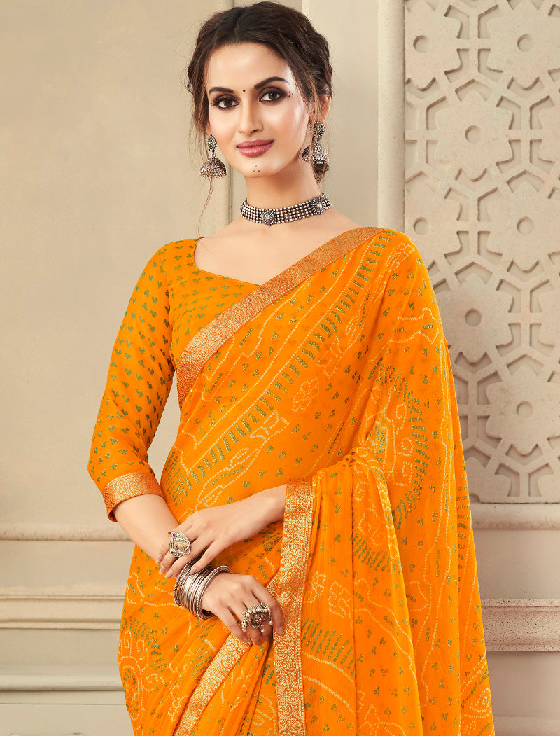 Yellow Simayaa Chiffon With Tassels and Banarasi Border Ruchi Printed Sarees