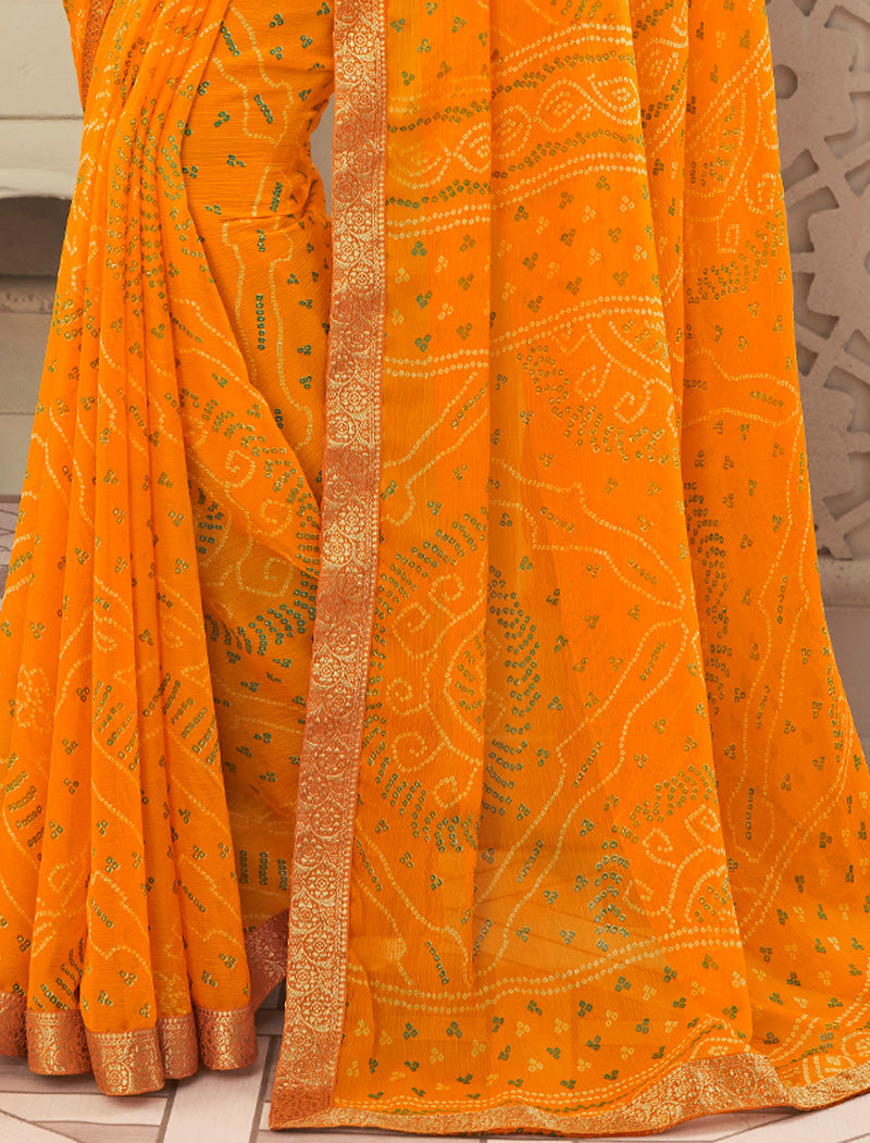 Yellow Simayaa Chiffon With Tassels and Banarasi Border Ruchi Printed Sarees