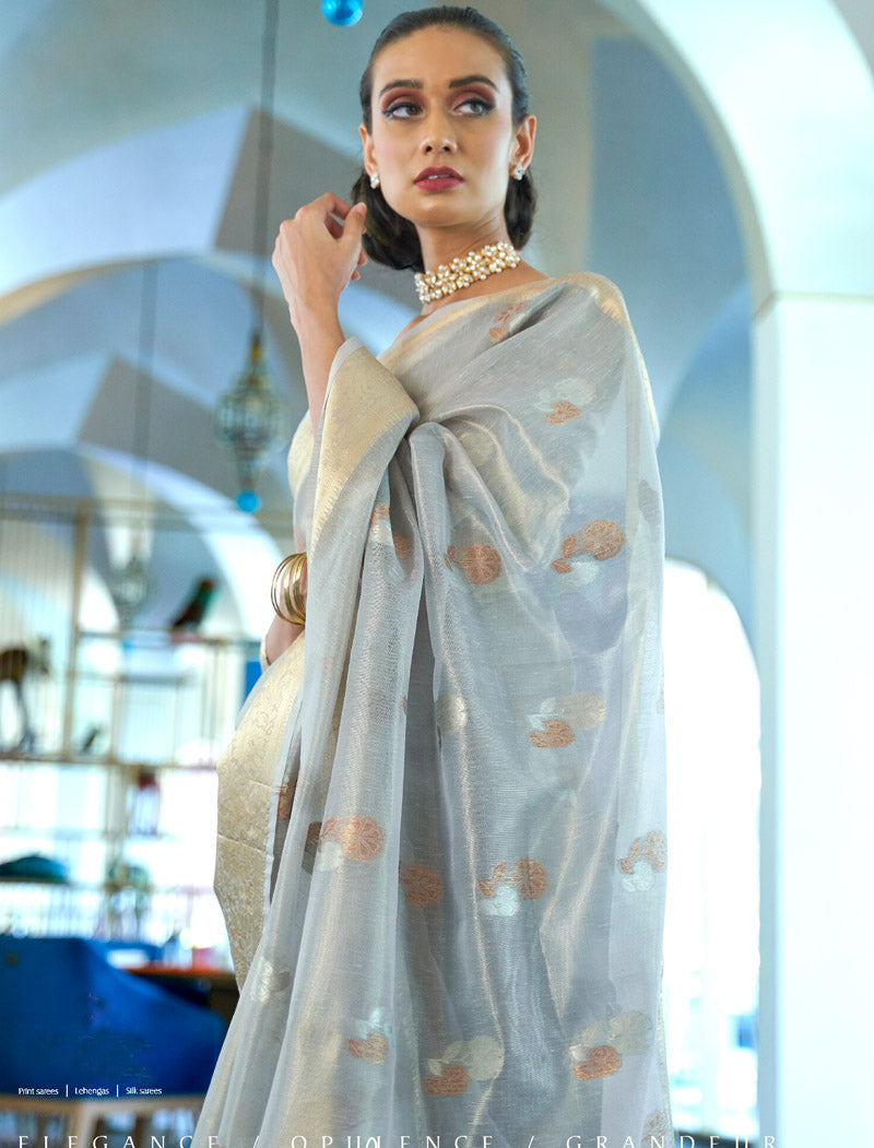 Zari Orgenza Weaving with Printed Designer Sarees | befashionate