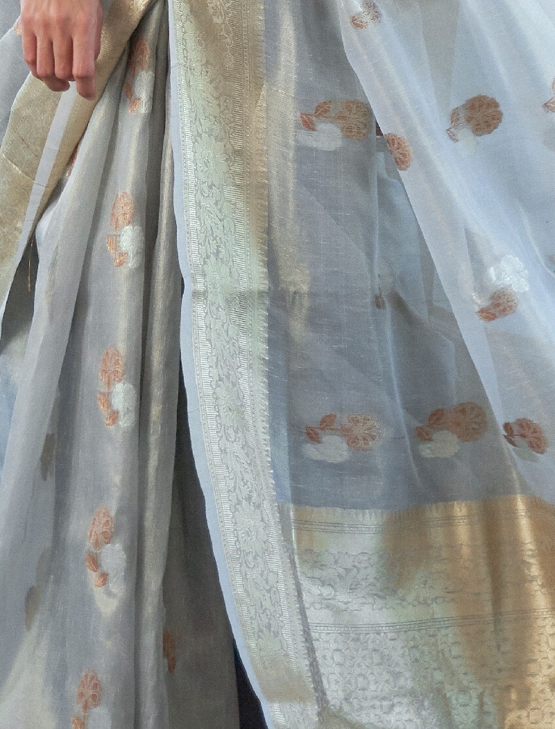 Zari Orgenza Weaving with Printed Designer Sarees | befashionate