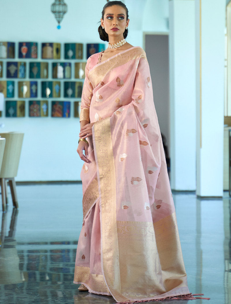 Zari Orgenza Weaving with Printed Designer Sarees | befashionate
