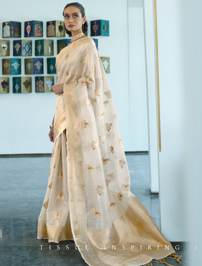 Zari Orgenza Weaving with Printed Designer Sarees | befashionate