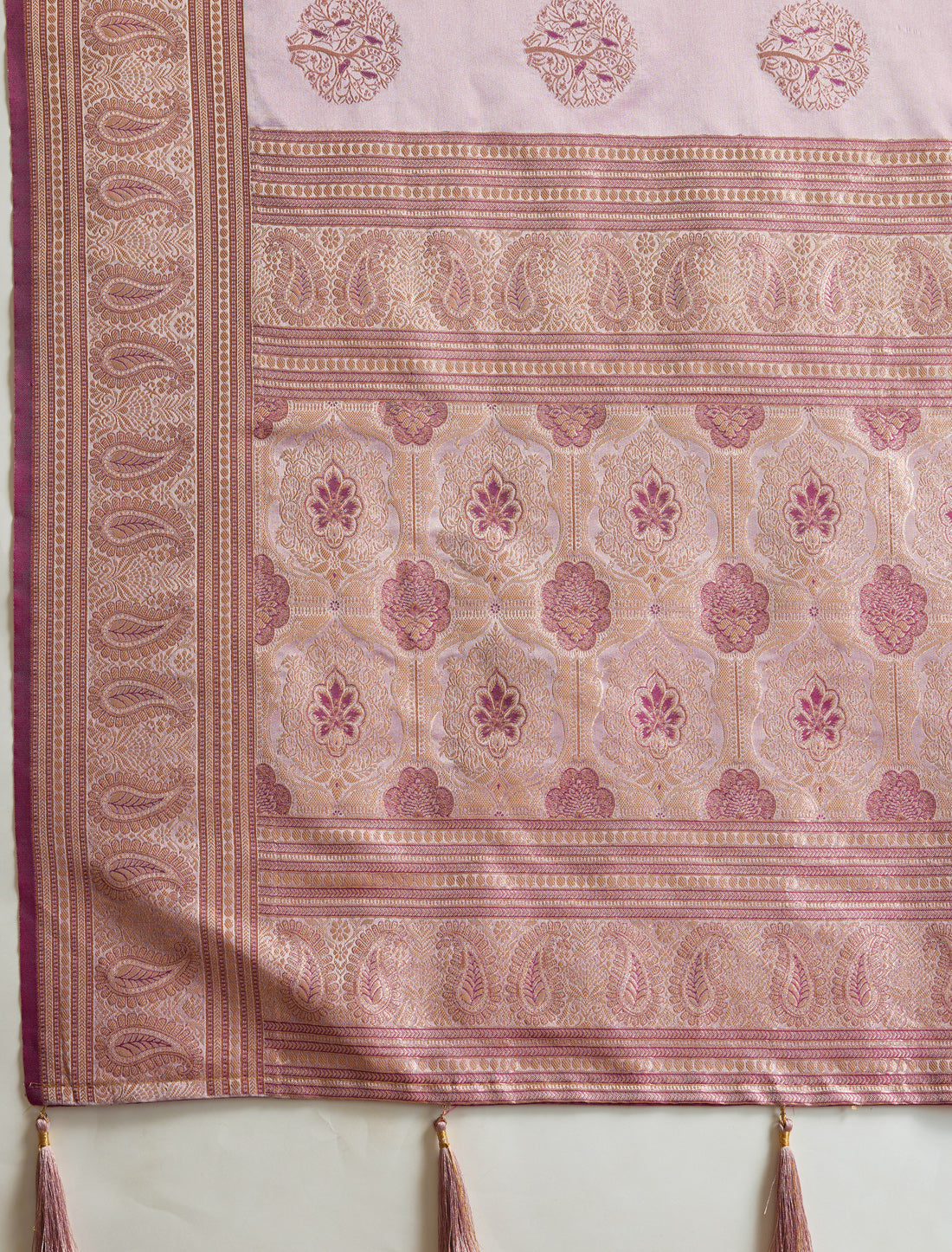 Pink Satin Silk Banarasi Zari Woven Rich Pallu Designer Saree