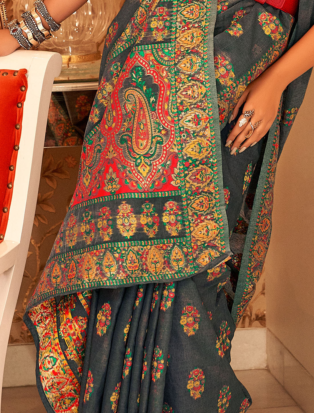 Wrap Yourself in Style: Pure Pashmina Butta Silk Saree