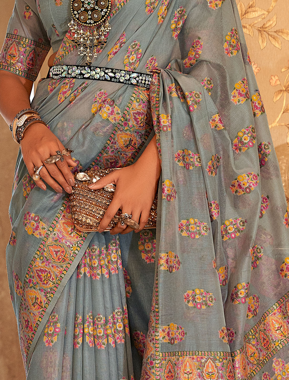 Elevate Your Wardrobe with Pure Pashmina Butta Silk Saree