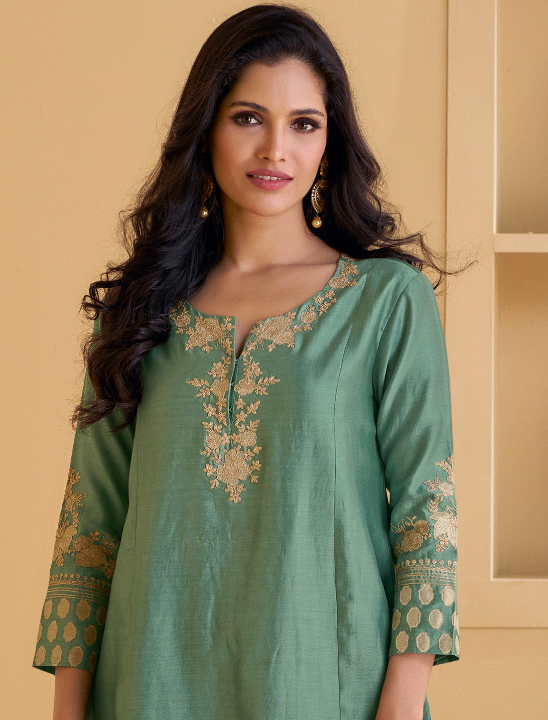 Luxury Pure Real Silk & Embroidered Work Ethnic Kurta Sets