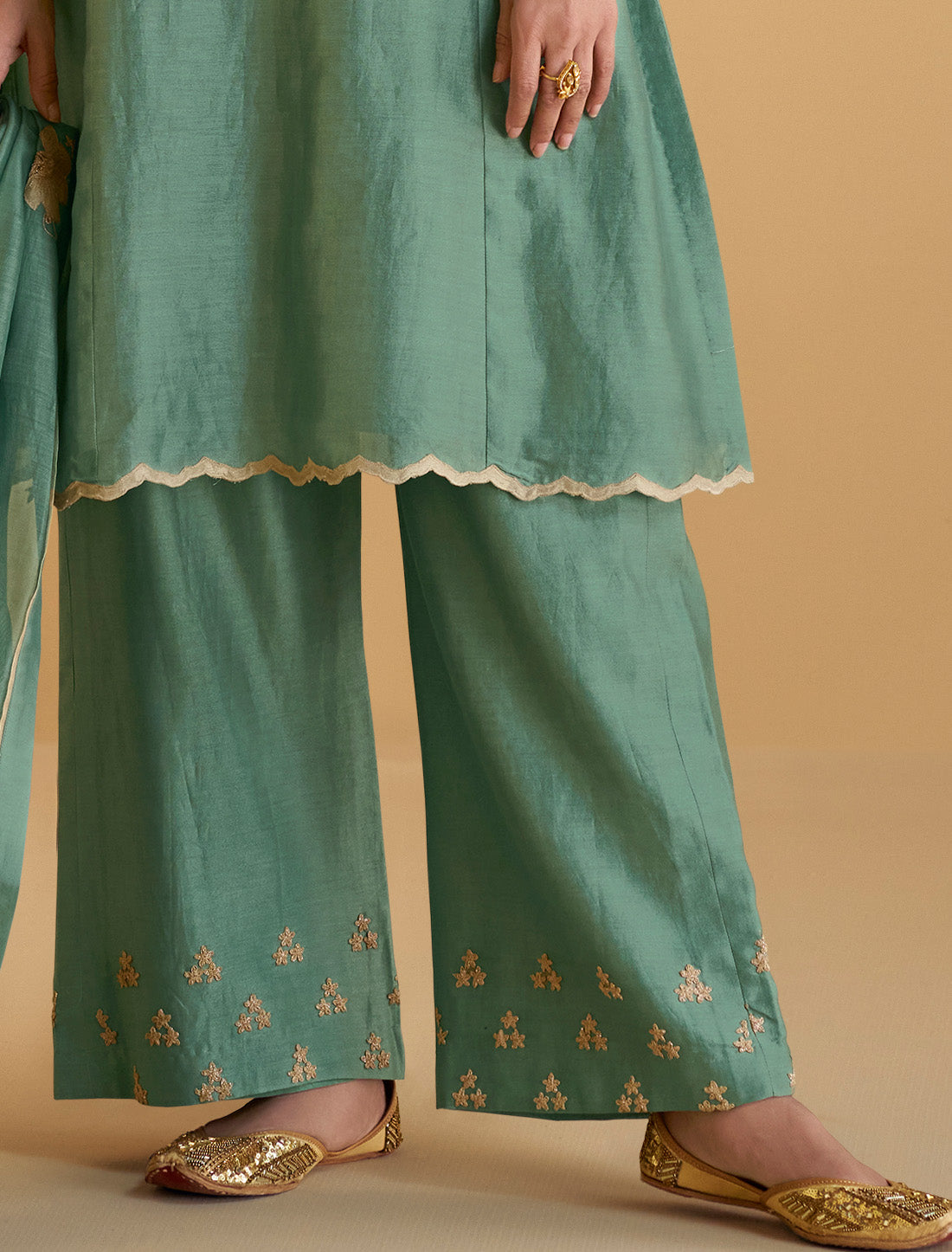 Luxury Pure Real Silk & Embroidered Work Ethnic Kurta Sets