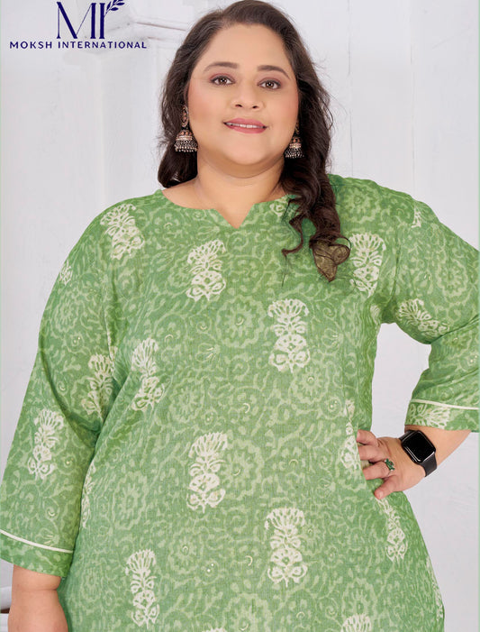 Pista Green Rayon Slub Ethnic Featuring Meticulously Full-Stitched Kurti