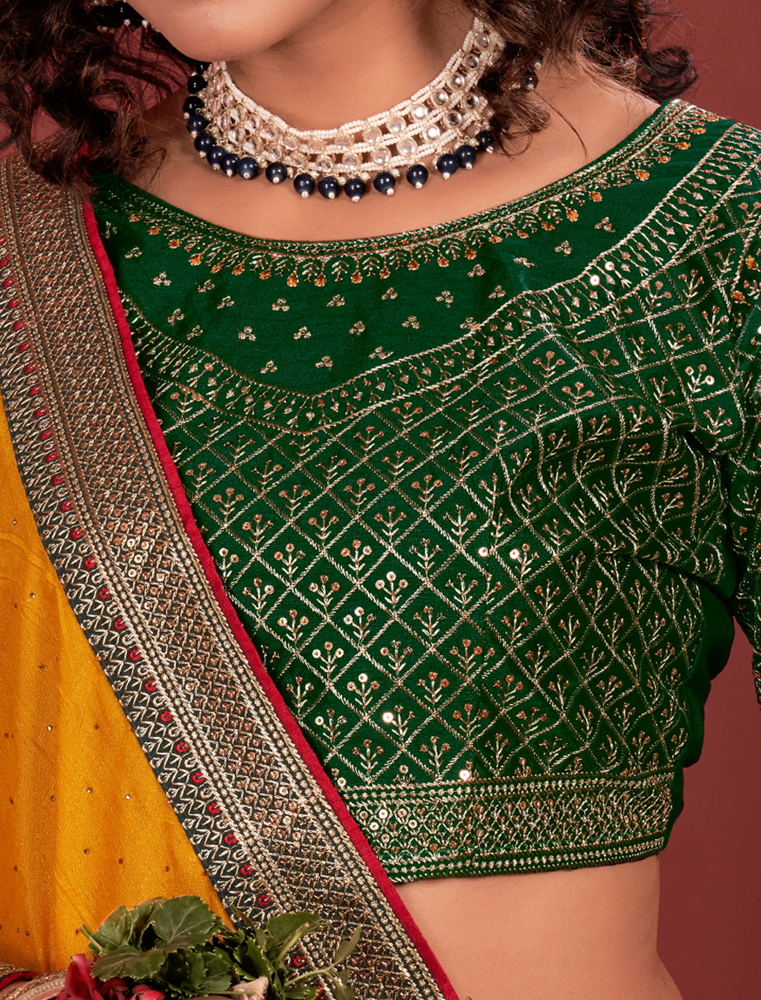 Orange Ethnic Women Vichitra Silk Saree With Work Blouse