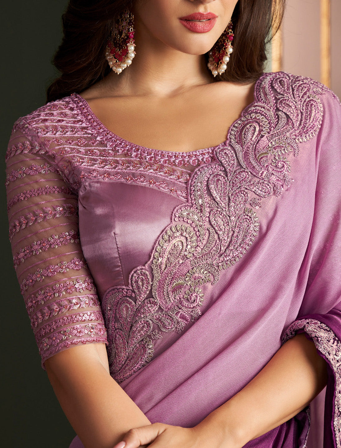 Majestic Shaded Silk With Banglori Silk Designer Saree