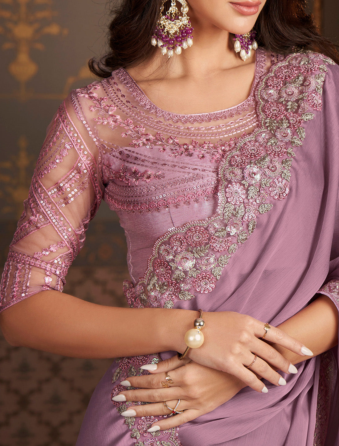 Satin Partten Silk With Bnaglori Silk Ethnic Collection Saree