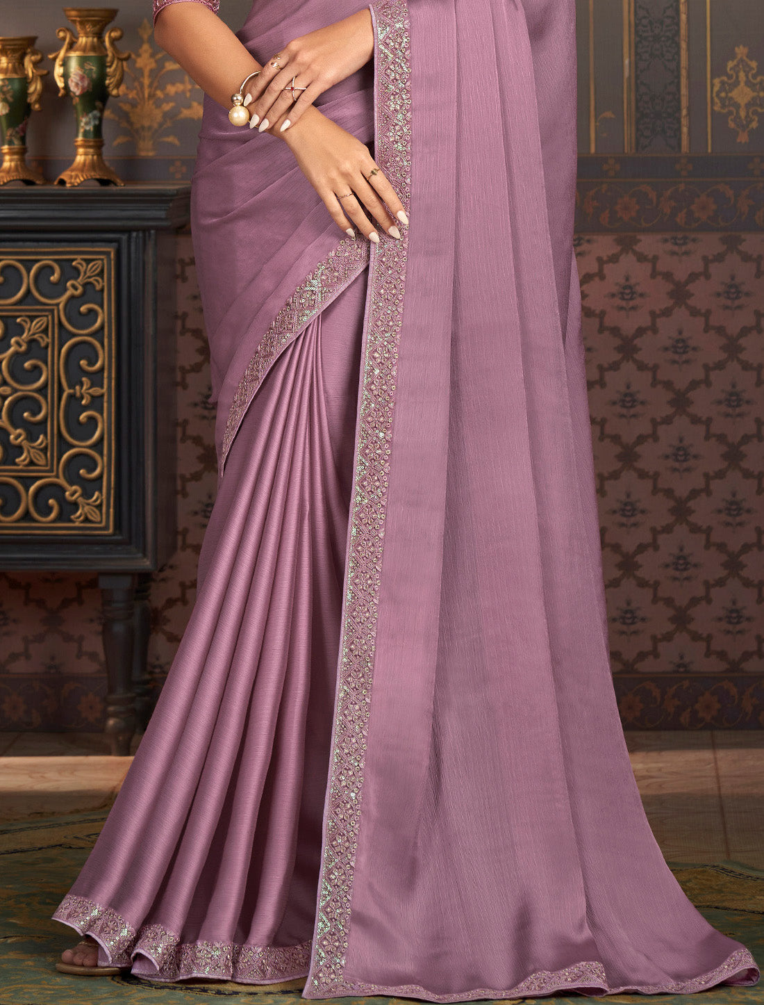 Satin Partten Silk With Bnaglori Silk Ethnic Collection Saree