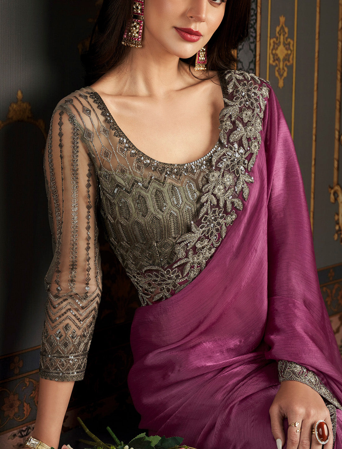 Ethnic Satin Silk With Bnaglori Silk Designer Saree Collection