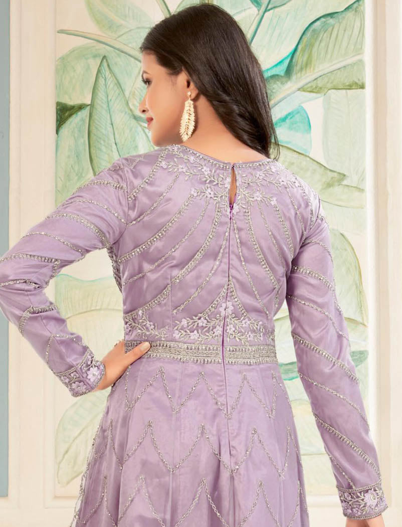 Light Purple Ethnic Wedding Long Salwar Kameez For Women