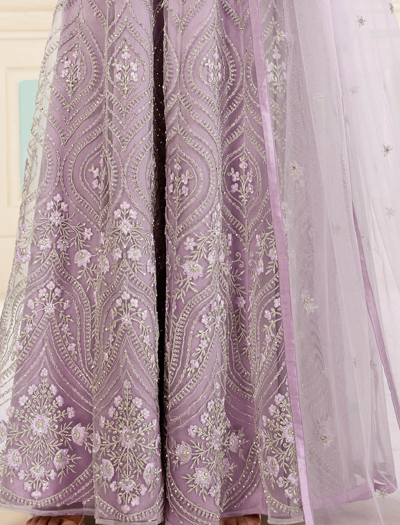 Light Purple Ethnic Wedding Long Salwar Kameez For Women