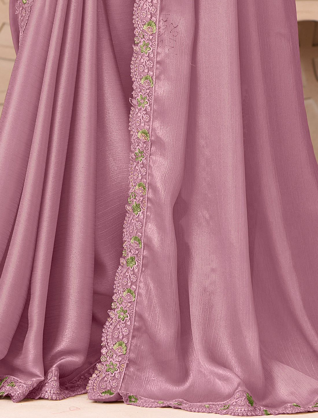 Purple Gold Shimmer Satin Georgette Party Wear Designer Saree