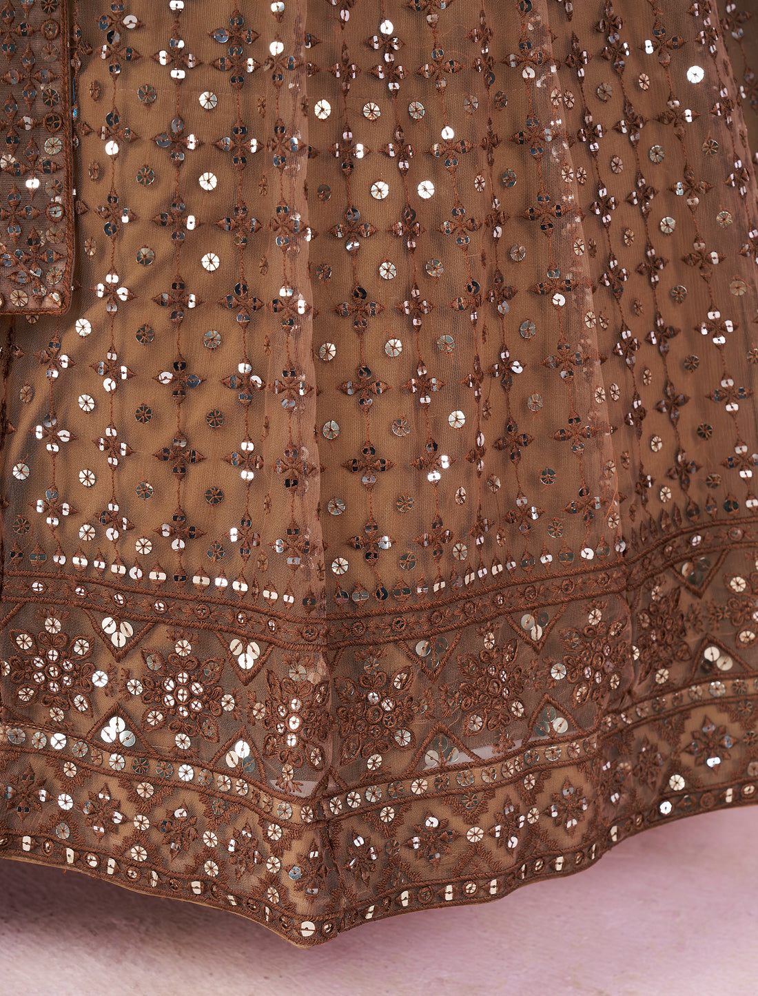 Brown Ethnic Designer Wedding Lehenga Choli Set with Zari Enbroidery