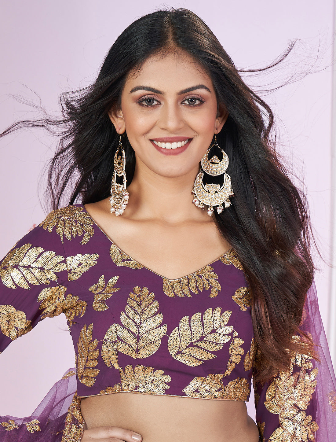 Purple Ethnic Designer Wedding Lehenga Choli with Zari Embroidery