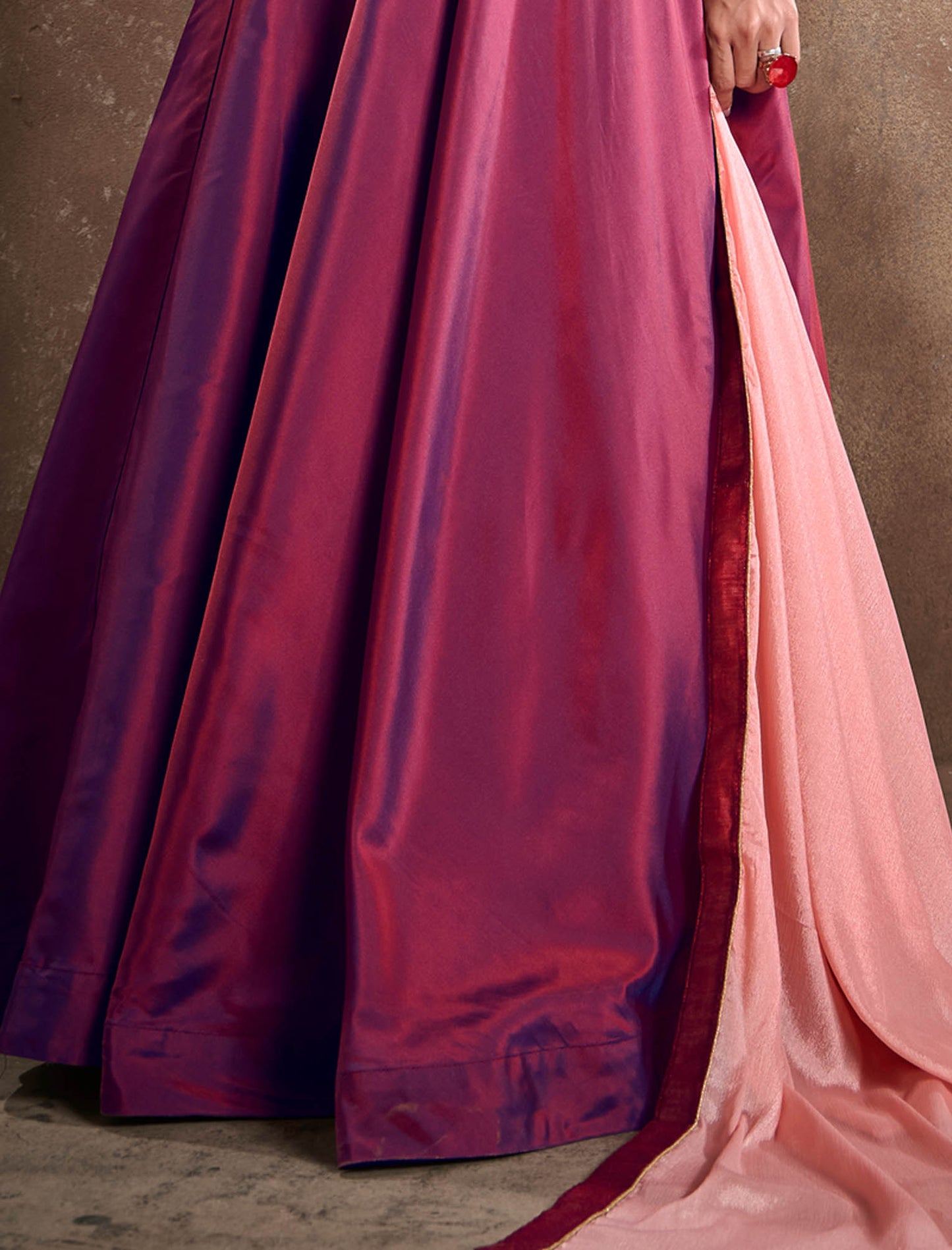 Triva Silk Top with Heavy Embroidery and Chiinon Lace Dupatta Kurti Set For Women